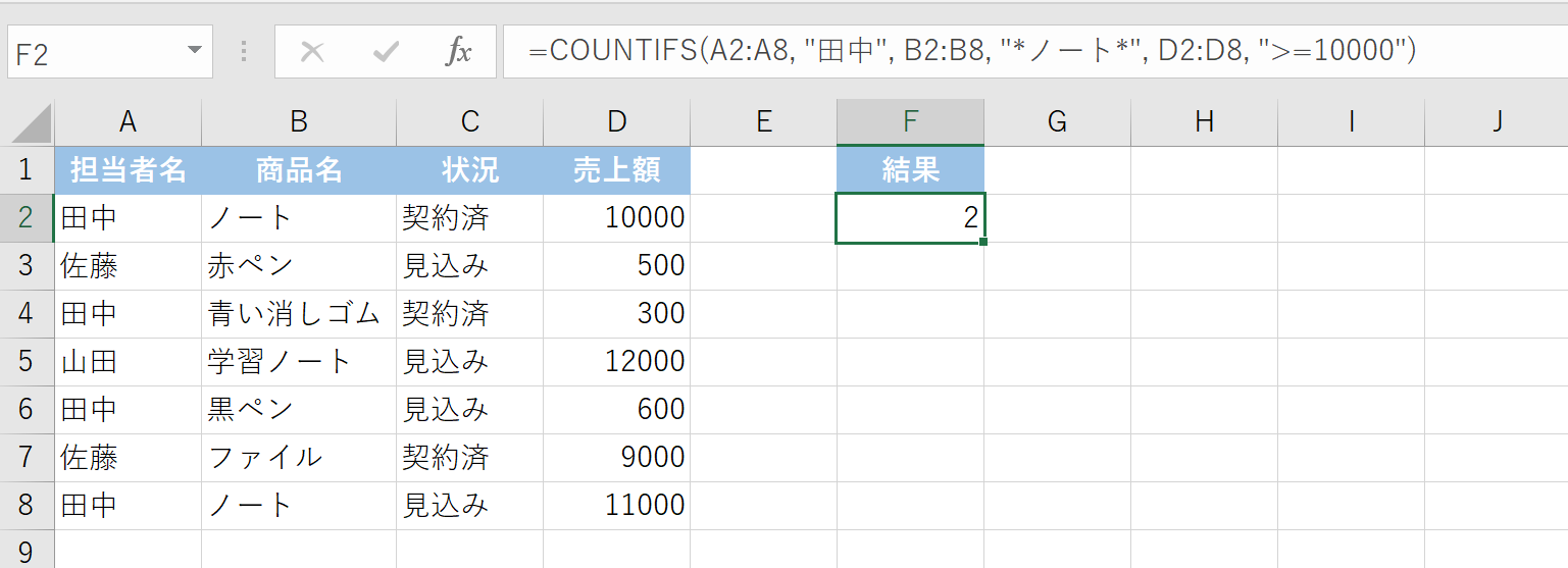 【エクセル時短】COUNTIFS関数で複数条件のデータ数を数えよう！AND条件も解説 | でんチャレ